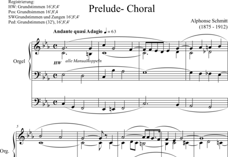 Schmitt, Alphonse: Prelude - Choral Es-Dur - Orgel>mPed:0