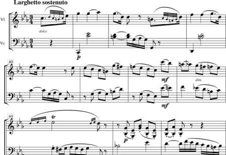 Beethoven, Ludwig van: Dúo Nr. 1 para violín y Violoncello (2. movimiento, Larghetto sostenuto - Violín+Violoncello:0