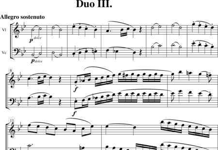 Beethoven, Ludwig van: Dúo Nr. 3 para violín y Violoncello (1. movimiento, Allegro sostenuto - Violín+Violoncello:0