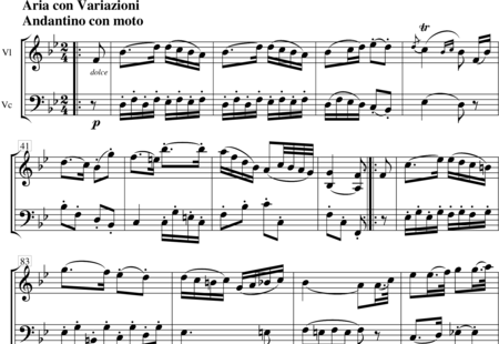 Beethoven, Ludwig van: Dúo Nr. 3 para violín y Violoncello (2. movimiento, Aria con Variazioni - Violín+Violoncello:0