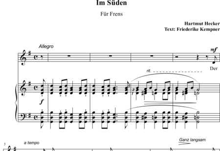 Hecker, Hartmut: Im Süden - Solo>X+Klavier:0