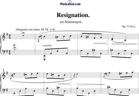 Grieg, Edvard Hagerup: Resignation - Klavier:0