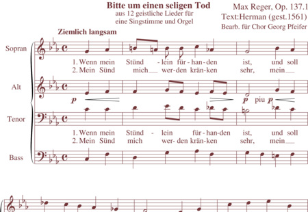 Reger, Max: Bitte um einen seligen Tod (Bearb.) - Chor>SATB:0