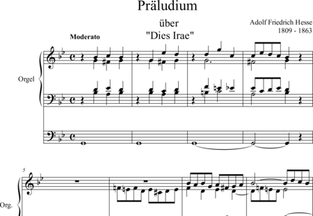 Hesse, Adolf Friedrich : Prelude about "Day of Wrath" - Organ>wped:0