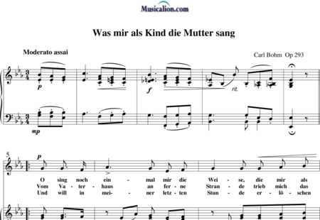 Bohm, Carl: Was mir als Kind die Mutter sang - Solo>Sop+Klavier:0