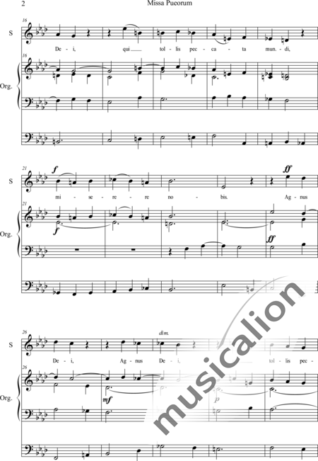 Rheinberger, Josef Gabriel: Children Mass VII. Agnus Dei - Solo>sop+Organ>wped:2
