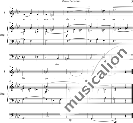 Rheinberger, Josef Gabriel: Children Mass VII. Agnus Dei - Solo>sop+Organ>wped:3