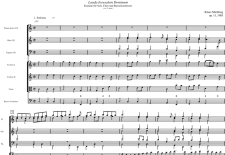 Miehling, Klaus: Lauda Ierusalem Dominum - Solo>Sop/Alt/Ten/Bass+Chor>SATB+[Fl+Ob+Fg]+BC+[Vl+Vla]:0