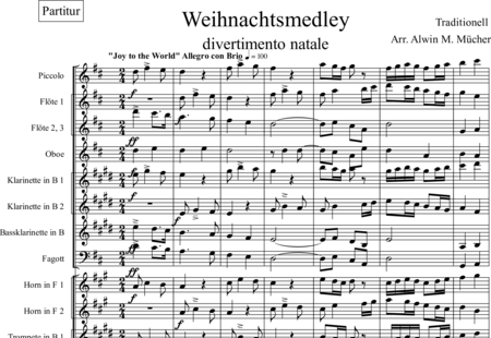 Mücher, Alwin: Weihnachtsmedley - Violine 2+[Fl4+Ob2+KlarB3+Fg2]+[HnF2+Pos2+TrpB2]+[Pk+Px]+[Vl+Vla+Vc+Kb]:0