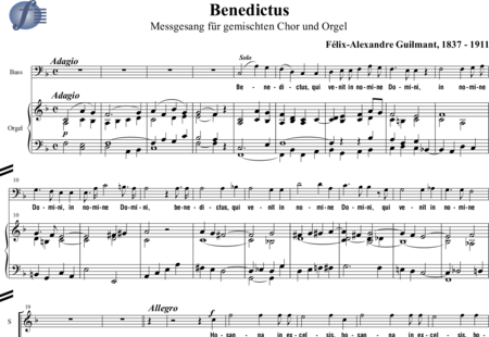 Guilmant, Felix Alexandre: Benedictus (Messgesang) - Solo>Bass+Chor>SATB+Org:0
