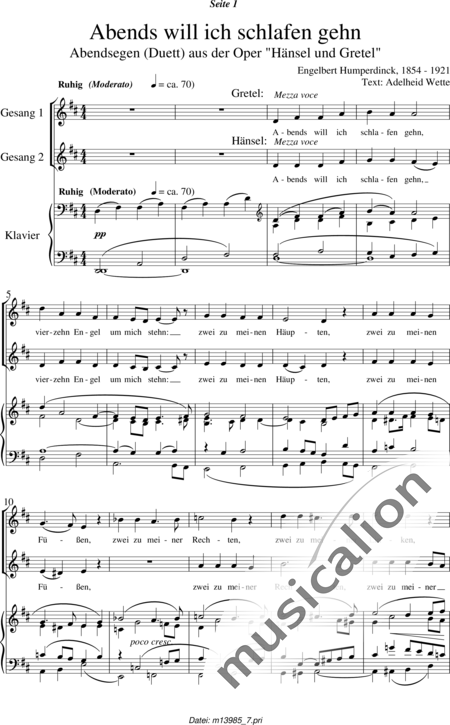 Abends Wenn Ich Schlafen Geh Text Abendsegen (Abends, will ich schlafen gehn) - Engelbert Humperdinck