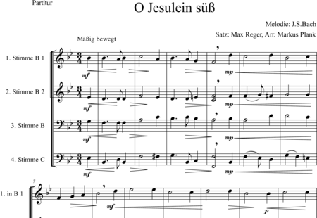 Reger, Max: O Jesulein süß (Bearb.) - Posaune C 2+Trompete B 2:0