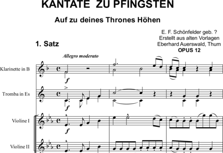 Schönfelder, F. E.: Whitsun Cantata First Movement - Coro>SATB+Clar2+Trp2+Org+[Vl2+Vla+Vc+Cb]:0