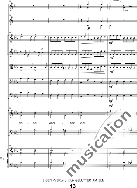Schönfelder, F. E.: Whitsun Cantata First Movement - Coro>SATB+Clar2+Trp2+Org+[Vl2+Vla+Vc+Cb]:13