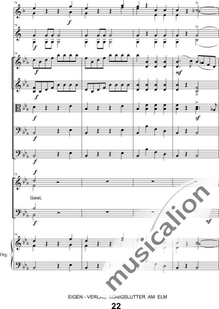 Schönfelder, F. E.: Whitsun Cantata First Movement - Coro>SATB+Clar2+Trp2+Org+[Vl2+Vla+Vc+Cb]:22