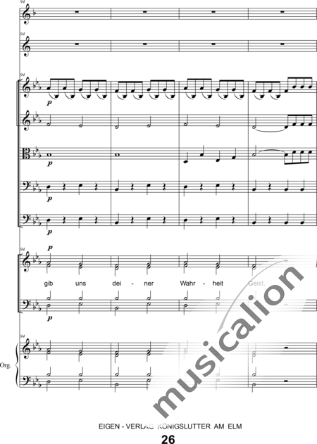 Schönfelder, F. E.: Whitsun Cantata First Movement - Coro>SATB+Clar2+Trp2+Org+[Vl2+Vla+Vc+Cb]:26