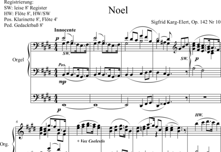 Karg-Elert, Sigfrid : Noel - Orgel>mPed:0