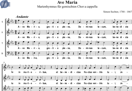 Sechter, Simon: Ave Maria (Marienhymnus) - Solo>Bass+Chor>SATB:0