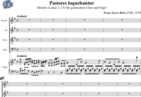 Brixi, František Xaver: Pastores loquebantur (Motet) - Coro>SATB+[Org+Pno]:0