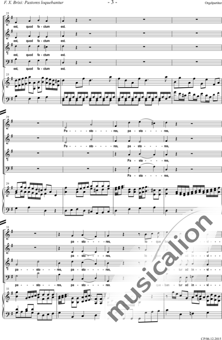 Brixi, František Xaver: Pastores loquebantur (Motet) - Coro>SATB+[Org+Pno]:3