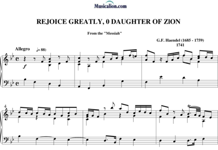 Händel, Georg Friedrich: Rejoice greatly, o daughter of Zion - Solo>sop+Piano:0