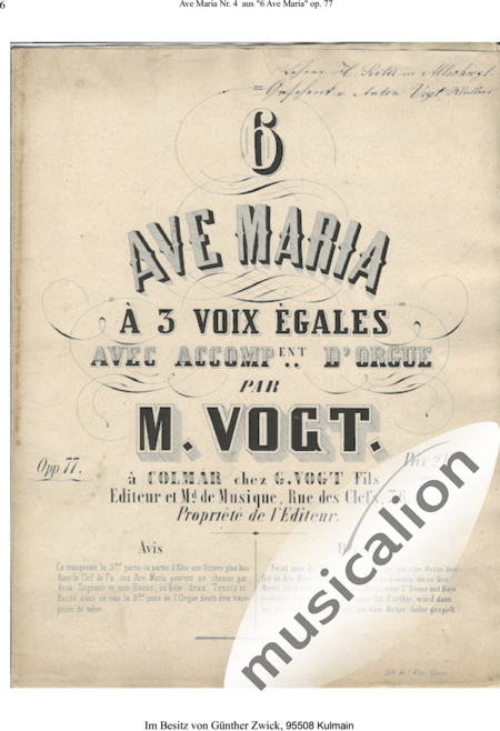 Vogt, Martin: Ave Maria Nr. 4 - Chor>SSA+Orgel:6