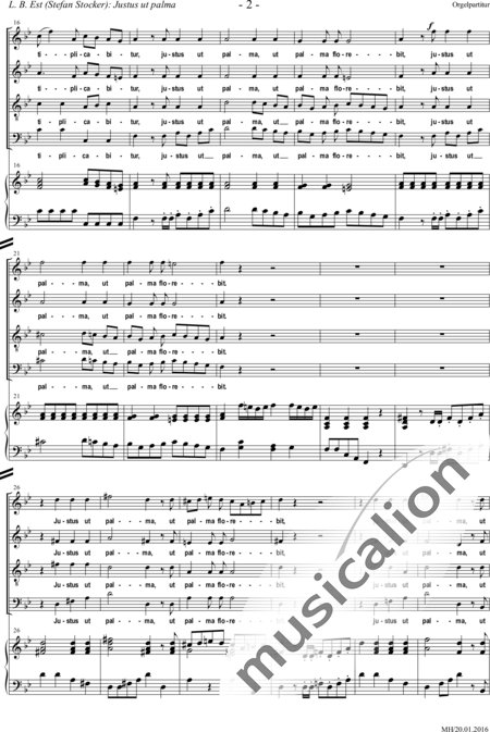 Est (Stocker), L. B. (Stephan): Justus ut palma (Offertorium, 4-stg.) - Chor>SATB+Orgel:2