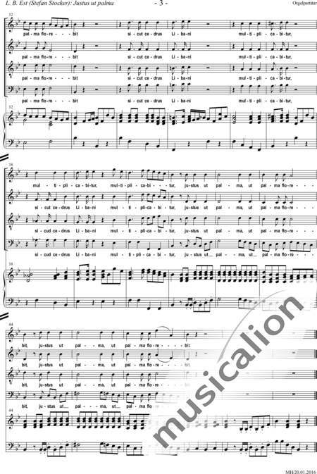 Est (Stocker), L. B. (Stephan): Justus ut palma (Offertorium, 4-stg.) - Chor>SATB+Orgel:3