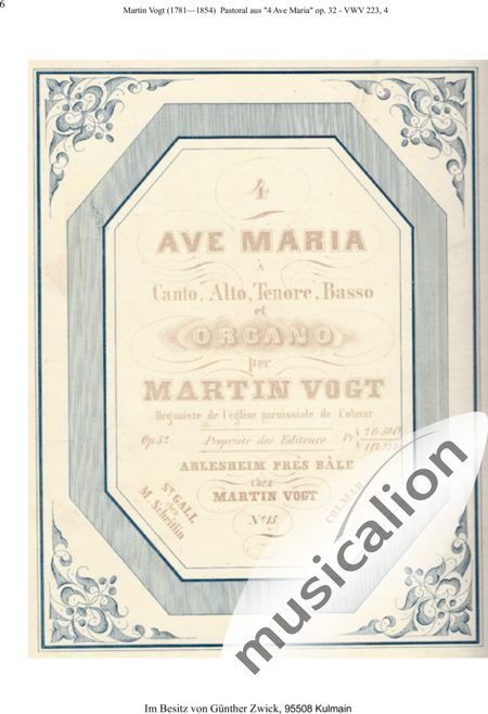 Vogt, Martin: Pastoral - Chor>SATB+Orgel:6