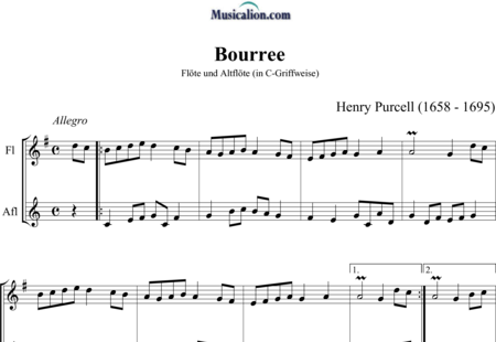 Purcell, Henry: Bourrée (para 3 guitarras) - Flauta 2:0