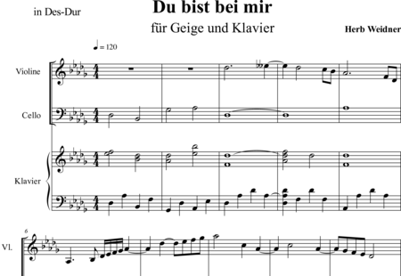 Weidner, Herb: Du bist bei mir - Violine+Kl+Vc:0