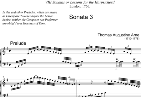 Arne, Thomas Augustine: Sonata No. 3 - Harpsichord:0