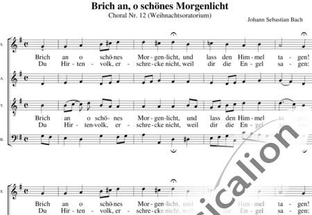 Bach, Johann Sebastian: Brich an, o schönes Morgenlicht - Chor>SATB:0