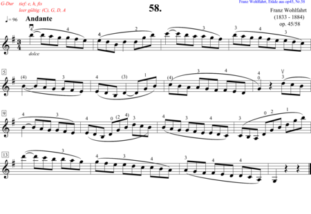 Wohlfahrt, Franz: Etude No. 58 - Violin:0
