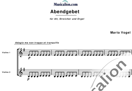 Vogel, Mario: Abendgebet - Solo>Alt+Violine 2+Viola+Org+[Vc+Kb]:0