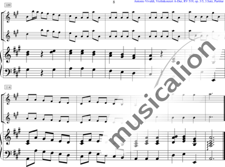 Vivaldi, Antonio: Violin concert A-major 3rd movement - Violín 2+Cémbalo:8