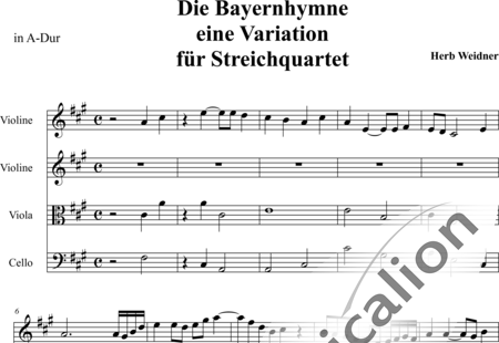 Weidner, Herb: Die Bayernhymne - eine Variation - Violine 2+[Vla+Vc]:0
