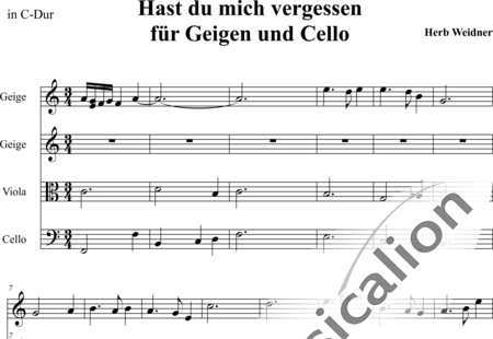 Weidner, Herb: Hast du mich vergessen - Violine 2+[Vla+Vc]:0
