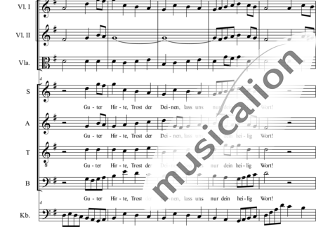 Bach, Johann Sebastian: Guter Hirte, Trost der deinen - Choir>SATB+Fl+Cnt+[Vln2+Vdg]:1