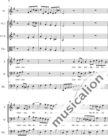 Bach, Johann Sebastian: Guter Hirte, Trost der deinen - Choir>SATB+Fl+Cnt+[Vln2+Vdg]:8