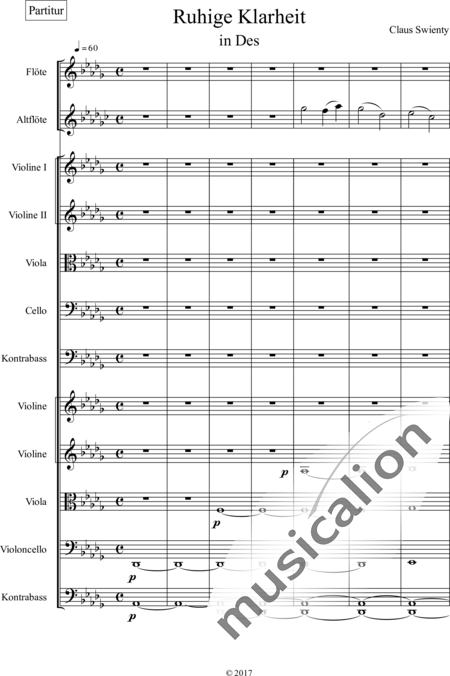 Swienty, Claus: Ruhige Klarheit, Teil II - Flute 2+[Vln4+Vla2+Vlc2+Db2]:2