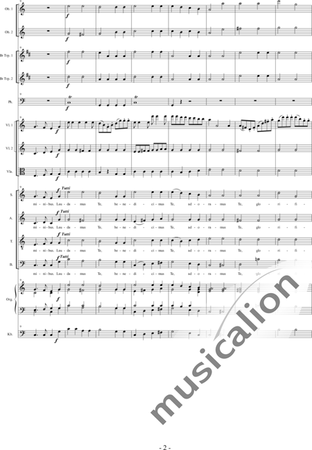 Bröer, Ernst: Messe Nr. VI: Gloria - Chor>SATB+Ob2+TrpB2+Pk+Org+[Vl2+Vla+Kb]:2