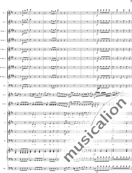 Bühler, Franz: Missa II in D: Kyrie - Chor>SATB+[Fl2+KlarB2]+[HnF2+TrpB2]+Pk+Org+[Vl2+Kb]:5