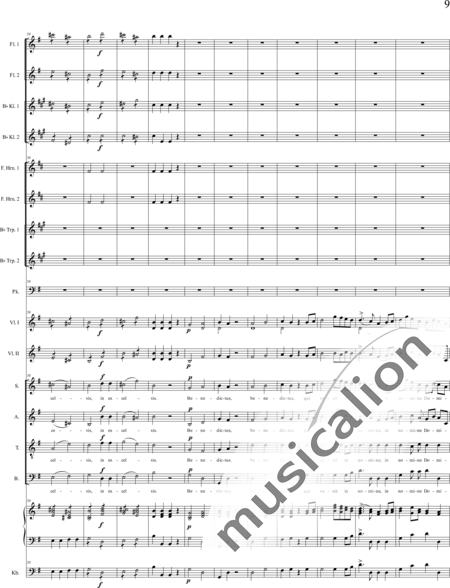Bühler, Franz: Missa II in D: Sanctus - Chor>SATB+[Fl2+KlarB2]+[HnF2+TrpB2]+Pk+Org+[Vl2+Kb]:9