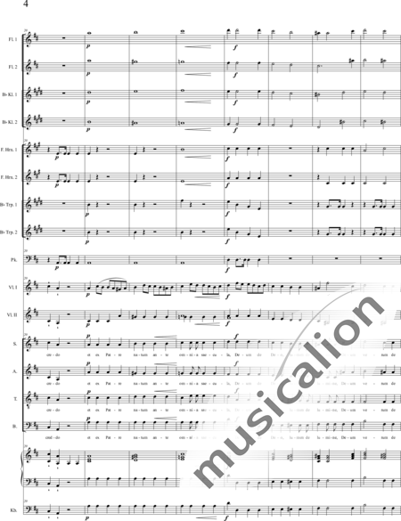 Bühler, Franz: Missa II in D: Credo - Chor>SATB+[Fl2+KlarB2]+[HnF2+TrpB2]+Pk+Org+[Vl2+Kb]:4