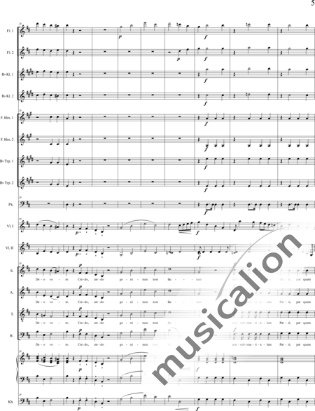 Bühler, Franz: Missa II in D: Credo - Chor>SATB+[Fl2+KlarB2]+[HnF2+TrpB2]+Pk+Org+[Vl2+Kb]:5