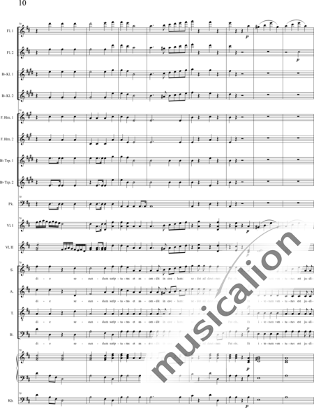 Bühler, Franz: Missa II in D: Credo - Chor>SATB+[Fl2+KlarB2]+[HnF2+TrpB2]+Pk+Org+[Vl2+Kb]:10