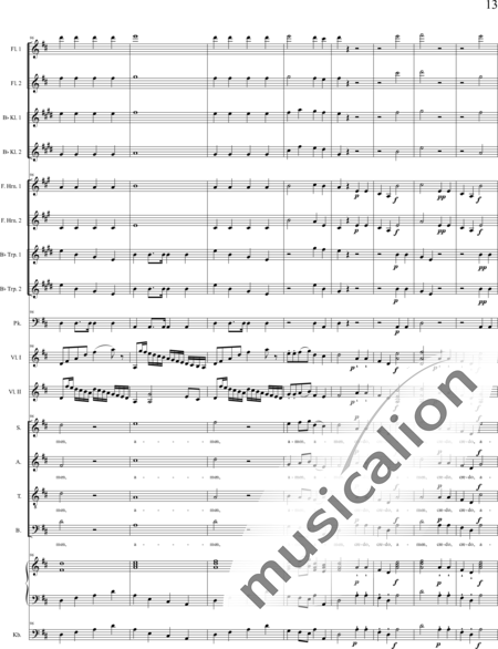 Bühler, Franz: Missa II in D: Credo - Chor>SATB+[Fl2+KlarB2]+[HnF2+TrpB2]+Pk+Org+[Vl2+Kb]:13