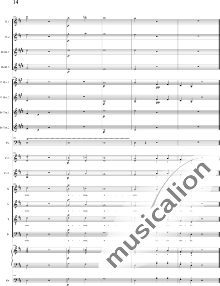 Bühler, Franz: Missa II in D: Credo - Chor>SATB+[Fl2+KlarB2]+[HnF2+TrpB2]+Pk+Org+[Vl2+Kb]:14