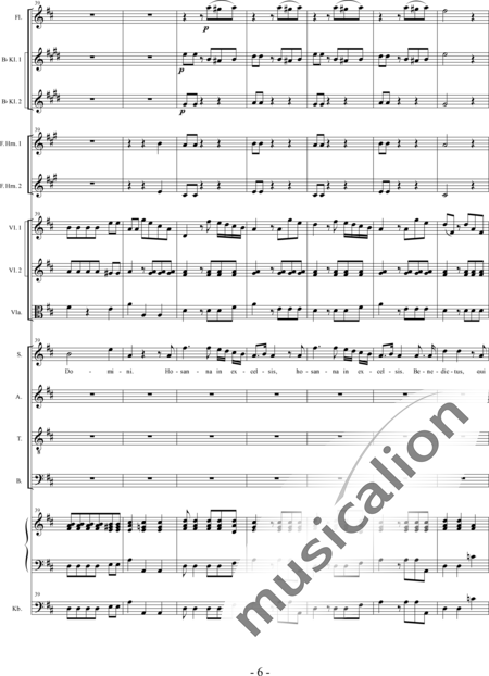 Bühler, Franz
: Missa in G: Benedictus - Coro>SATB+[Fl+Clar2]+Cr2+Org+[Vl2+Vla+Cb]:6